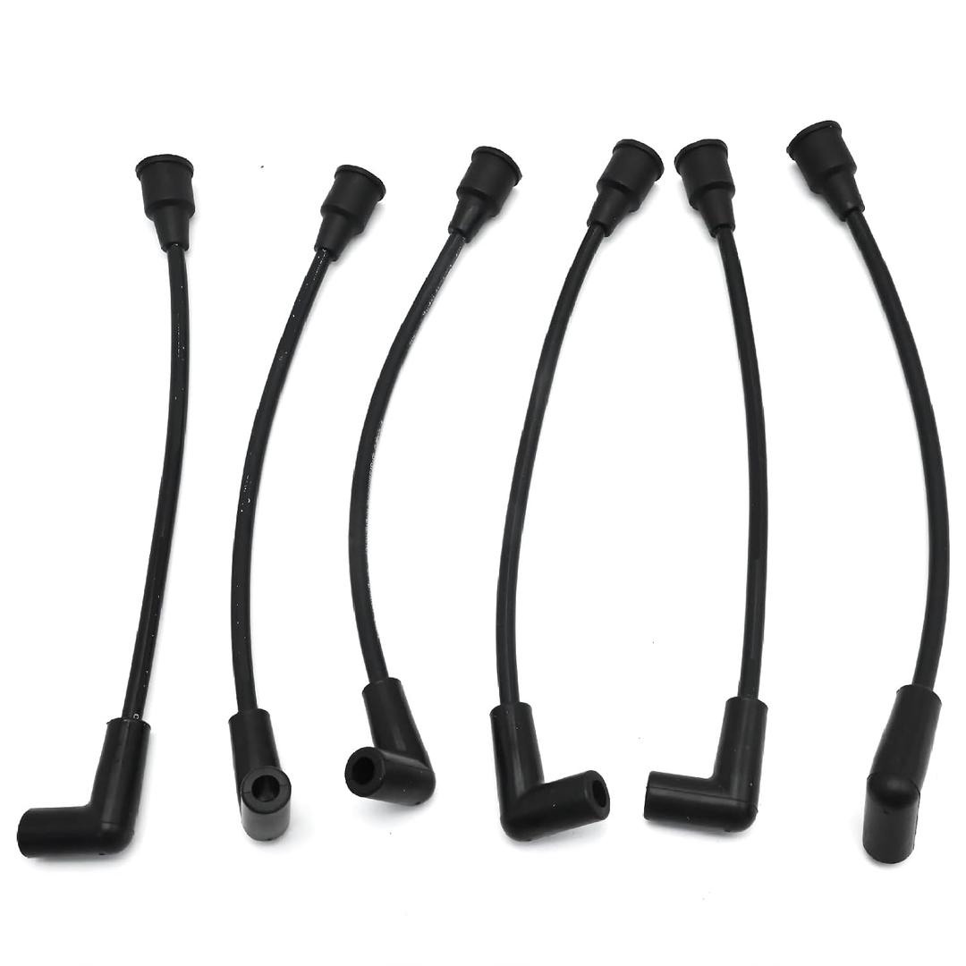 6Pcs 368-200-06 7mm Ignition Spark Plug Wire Set, Ignition Spark Plug Wire Harness Replacement for Mercury Mariner 40 150-200 HP (Black)