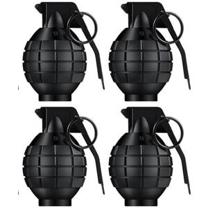 Sratte 4 Pcs Plastic Hand Grenades with Realistic Sound Effects and Flashing Light, Fake Grenades Military for Army Role Play Prop (Black)