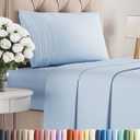 Twin Size 3 Piece Sheet Set - Comfy Breathable & Cooling Sheets - Hotel Luxury Bed Sheets for Women & Men - Deep Pockets, Easy-Fit, Extra Soft & Wrinkle Free Sheets - Sky Blue Oeko-Tex Bed Sheet Set