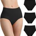Washable Incontinence Leak Proof Underwear for Women Absorbent Panties Protective Briefs Postpartum 3 Pack (Black XL)