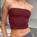Trendy Queen Womens Tube Tops Strapless Crop Tops Basic Backless Sleeveless Going Out 2026 Spring Outfits Summer Clothes (XS)