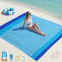 Famstar Beach Blanket Oversized Extra Large 78" X 81",Waterproof Sandproof Beach Blanket 1-7 Adults Lightweight Durable for Travel Camping Hiking Picnic (Blue3)