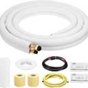 PATIKIL Mini Split Line Set, 10 Ft 1/4" 3/8" OD AC Extension Line Copper Pipe Tubing with Flared Nuts Thickened PE Insulated and Wire for Mini Split Air Conditioner HVAC Heat Pump System