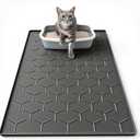 Garoopion Silicone Cat Litter Trapping Mat, Large Waterproof 34" X 22" Cat Litter Box Mat, Easy to Clean, Black