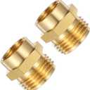 2 Pcs No Leak Pipe Adapter 1/2 NPT Female to 3/4 GHT Male Garden Hose Adapter Brass Garden Hose Fitting Female to Male Hoses Connector Connector GHT Npt Adapters for Water Hoses Outdoor Pipes