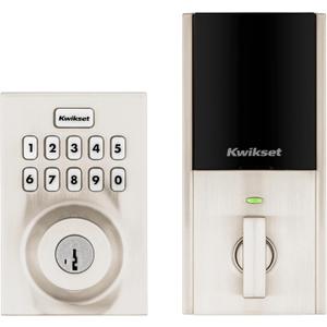 Kwikset HomeConnect 620 Z-Wave Long Range Enabled Keypad Smart Lock Convenient Keyless Entry, Customizable User Codes, Ring Alarm Compatible, Hub Required, Sold Separately Satin Nickel Contemporary