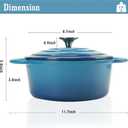 Enameled Cast Iron Dutch Oven with Lid, 3 Quart Heavy Duty Cookware Pot with Dual Handles for Bread Baking, Braising, Stews, Roasting and Oven Safe, Blue