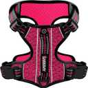 BARKBAY Dog Harness No Pull with ID Tag Pocket - Heavy Duty, Reflective, Easy Control for Large Dogs (Pink/Black,S) (Small(Chest:17-22"))