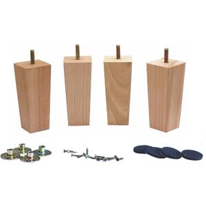 WEICHUAN 5.5 Inch Solid Beech Wood Furniture Sofa Couch Legs Set of 4 Tapered Straight Wooden Furniture Legs for Couch Sofa Chair Ottoman Loveseat Table Cabinet Bed Replacement