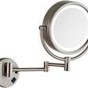 Makeup Mirror Wall Mount Lighted with 10X Magnification, Direct Wire,8Inch Cordless Not Batteries Operated, Hardwire Brushed Nickel