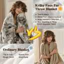 Krifey Faux Fur Throw Blanket, Soft Fluffy Cozy Blanket for Couch, Luxury Mink Blanket Warm Bed Throw, Plush Christmas Birthday Gifts for Women, Room Home Dorm Decor, Marbled Gray 50" x 60", 600GSM