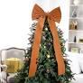 Brown Extra Large Christmas Tree Topper Bow 47.2 Inch Long Velvet Christmas Tree Topper Ribbon Bow Gift Ornament for Xmas Party Holiday Wreath Wall