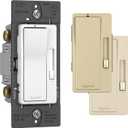 Legrand Radiant 450W Preset Decorator Rocker Dimmer Light Switch, Dimmable for LED and CFL Bulbs with Locator, Single Pole/3-Way,RH453PTCCCV6, White/Light Almond/Ivory, 1 Count