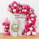 AFTERLOON Biodegradable Balloons 146pcs Hot Pink Metallic Confetti Different Sizes 18" 12" 10" 5" Balloon Garland Arch Kit perfect for Birthday Party Decorations, Baby Shower, Wedding and Anniversary