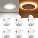 VOLISUN 6 Pack 4 Inch 5CCT Recessed Light with Night Light, Canless LED Recessed Lighting 4 inch, 2700K-5000K Selectable, 9.5W=80W,810LM Dimmable Recessed Ceiling Wafer Light, ETL Certificated