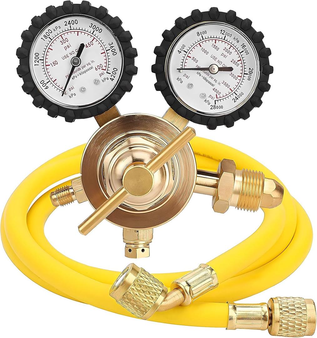 Nitrogen Regulator with 0-400 PSI Delivery Pressure, 60" Hose CGA580 Inlet Connection and 1/4'' Male Flare Outlet Connection