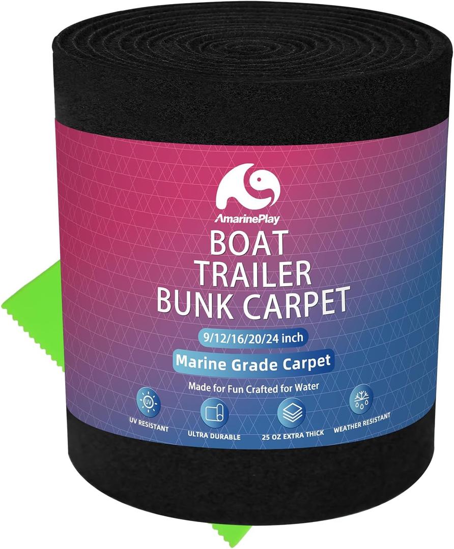 Boat Trailer Bunk Carpet,Marine Carpet Boat Bunk Boards Carpet Replacement, 9/12/16/20/24 inch Trailer Bunker Carpet for Covering Boat Lift Bunks or Runners