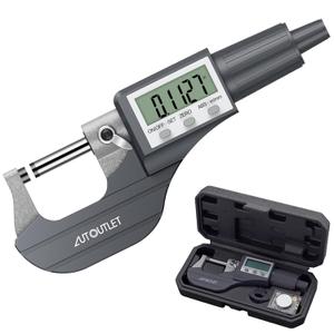 AUTOUTLET Digital Electronic Micrometer 0-25mm Outside Micrometer Precision Measurement Tool with LCD Display & Carry Case for Accurate Measurement
