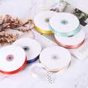 MECCANIXITY Polka Dots Grosgrain Ribbon 50 Yards 1 Inch Dark Green with Gold Dots Polka Dots Ribbon Bow Decoration for Crafts Gift Wrapping Wedding DIY Handmade