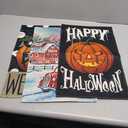 Doncida 3 Pack Happy Halloween Thanksgiving Christmas Garden Flag 12x18 inch Double Sided Burlap Pumpkin Welcome Fall Holiday Small Yard Flag for Outside Decoration