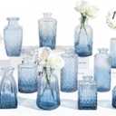 RUCKAE 12 Pack Glass Bud Vases Mini Flower Vase Small Vintage Vases for Centerpiece Table Wedding Decorations Home Decor Party (Gradient Blue)