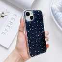SZXYCZL Compatible with iPhone 15 Case, Cute Simple Heart Pattern for Women Aesthetic Kawaii Slim Soft PC + TPU Transparent Case-Blue