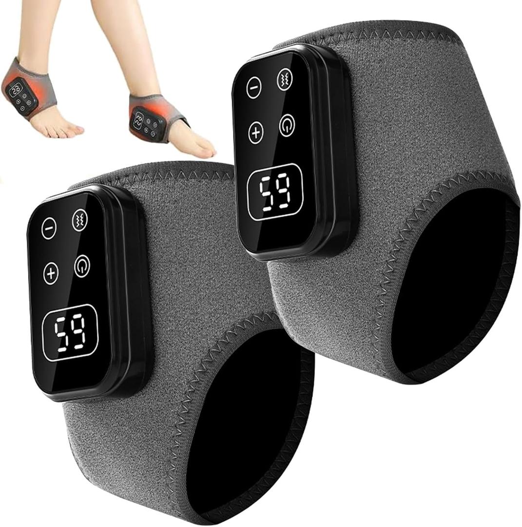 2PCS Foot Triple Method Massager, 3 in 1 Massager for Neuropathy, Triple Technology Foot Massager Ankle, Wireless Portable Foot Massagers for Home/Office/Travel, 3-Speed & 5-Temperature (Grey)