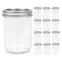 Yodecy 6 Pack 16 oz Wide Mouth Clear Mason Jars with Silver Metal Lids, Canning Jars for Overnight Oats, Food Storage, Dry Food, Snacks, Candies and More