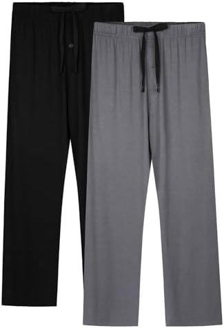 BAMBOO COOL Men's Pajama Pants Sleep Lounge Bottoms Soft Comfy Pj Pant Sleepwear with Pockets 2 Pack XXXL