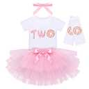IBTOM CASTLE Newborn Toddler Baby Kid Girls Big Sister Outfits Clothing Set 1st Birthday Donut Letter Print Party Dress up 3Pcs Photo Cake Smash Formal Suit Donut White-two 2T