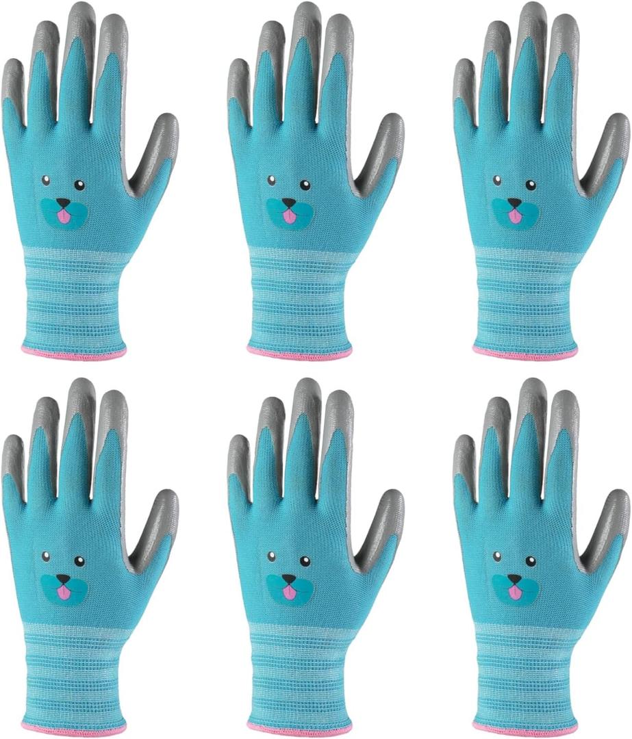 ANDANDA Kids Gardening Gloves, Nitrile Coated Children Yard Work Gloves with Grip, Suitable for Toddlers, Children, Girl, Boy
