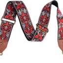 Purse Strap Replacement Crossbody Adjustable Bag Strap Retro Jacquard Embroidery Wide Shoulder Strap for Women Handbags (Red Flower)