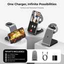 Meifigno Watch Charger Stand for Pixel Watch 3/2/Fitbit Versa 4/3/sense 2/Sense (Not for Pixel Watch1/4), 3 in 1 Aluminum Alloy Pixel Charger Designed for Google Pixel 10 Pro XL/9/9a/8/7, for Buds