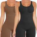 VVX Shorts Bodysuit for Women Tummy Control Shapewear Seamless Sexy Butt Lifting Workout Bodycon One Piece Short Jumpsuit, M/L