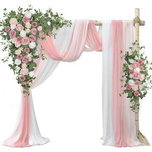 Ting's time Arch Flowers with Drapes Kit (Set of 5)-2Pcs Artificial Floral Swag Arrangement 3Pcs Draping Fabric for Wedding Floral Party Outdoor Decor (Dusty Rose) Ting's time Arch Flowers with Drapes Kit (Set of 5)-2Pcs Artificial Floral Swag Arrangement 3Pcs Draping Fabric for Wedding Floral Party Outdoor Decor (Dusty Rose)