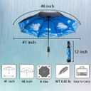 NOOFORMER Compact Reverse Folding Umbrella Automatic Windproof Travel Inverted Umbrellas (A7-Sky(Inverted))
