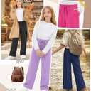 4 Pack Girls' Wide Leg Pants Drawstring Baggy Sweatpants Teen Loose Open Bottom Joggers with Pockets, XS