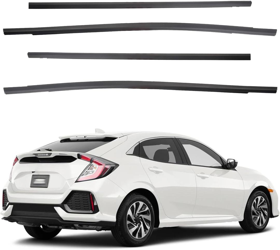 Dasbecan Window Weatherstrip Compatible with Honda Civic Hatchback Type R 2016-2019 Replaces# 72410-TEA-T01 72950-TEA-T01 72910-TEA-T01 (4PCS), Molding Trim Weather Strip Seal Belt