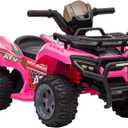 Aosom Kids Four Wheeler Ride on Car, Motorized Quad, 6V Battery Powered Electric Quad with Songs for 18-36 Months, Pink