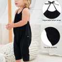 Backless Strap Slouch Jumpsuit for Toddler Girls Cute Harem Halter Romper Pants with Pockets (4-5 T, Black)