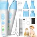 SUPRENT Dog Grooming Kit, 4 in 1 Quiet Pet Clippers for Grooming Supplies, Cordless Cat Paw Trimmer Dog Nail Grinder, Professional Long Hair Shaver Set for Cat Matted Hair and Small Dogs Blue