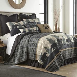 Donna Sharp King Bedding Set - 3 Piece - Bear Walk Plaid Lodge Quilt Set with King Quilt and Two King Pillow Shams - Machine Washable, Bear Walk Plaid