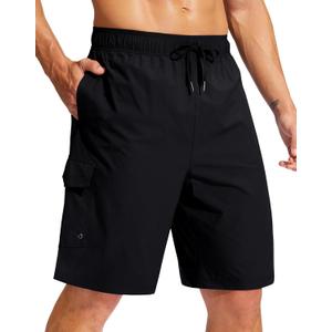 Men's Swim Trunks No Liner 9" Board Shorts Quick Dry Bathing Suit Swimming Beach Shorts for Men with 3 Pockets
(Black, L)