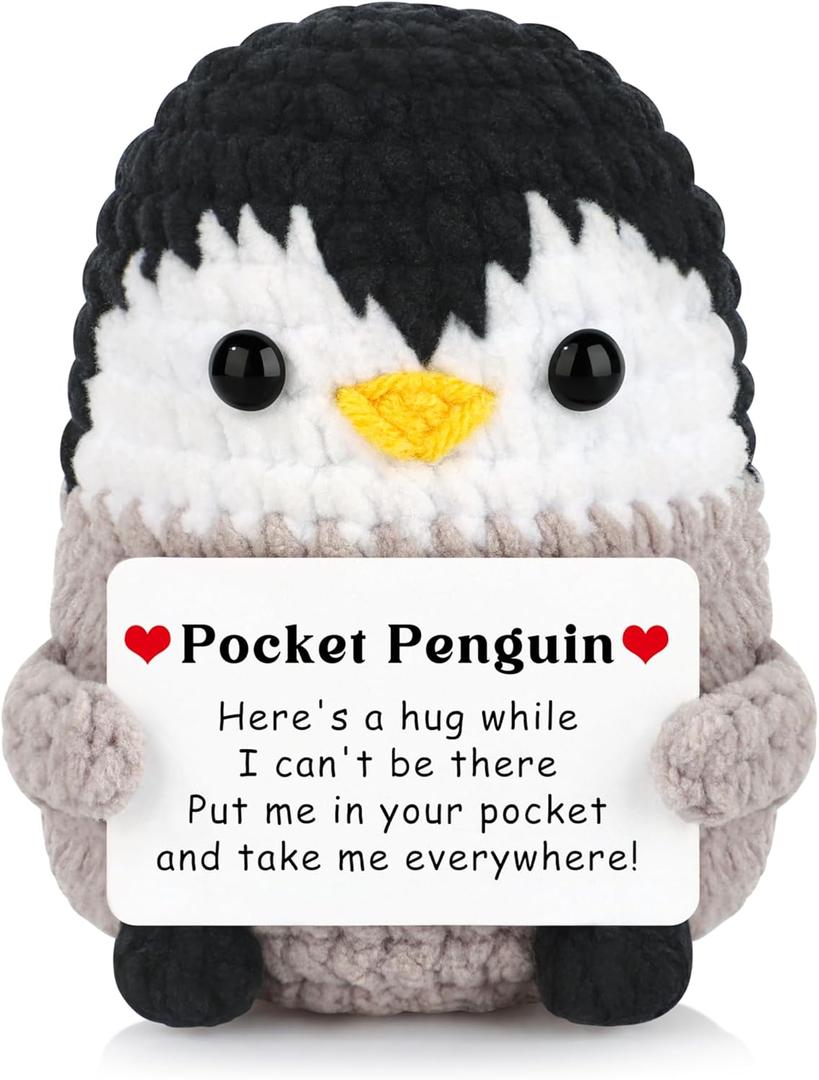 JoycuFF Penguin Gifts for Women, Handmade Positive Penguin Emotional Support Crochet, Birthday Gifts for Women Her Coworker Teacher Bestie