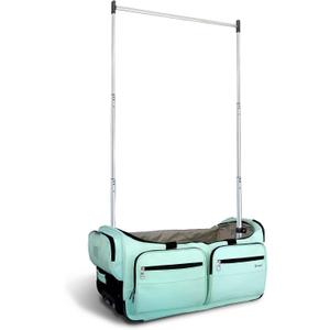 Mavii Dance Bag with Garment Rack, 28 Inch Rolling Duffel, Ideal for Competitions & Travel, Water-resistant/Wipe-clean Fabric, Lightweight Aluminum Rack, Wheeled Upright Luggage, Mint