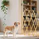 Expandable Wooden Dog Gate, Retractable Accordion Pet Gate, Small Medium Pet Dog Fence Safety Protection for Doorway Stairs Patio Garden Lawn