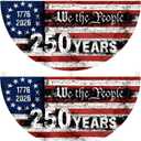 2PCS 250th Anniversary USA Flag, 1.5X3 FT 1776-2026 Fan Flags, 2 Ply Year American Anniversary Flag for Wall, Front Door, Porch, Fence, Outdoor Decorations (Style 6)