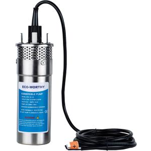 ECO-WORTHY 12V DC Submersible Deep Well Pump, MAX Flow 3.2GPM, Max Head 230ft, Water Pump Powered by Solar or Battery for Well, Livestock Drinking or Tank Filling…