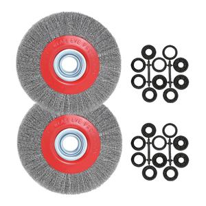 8in Bench Wire Wheel Brush for Bench Grinder Coarse Crimped Steel Wire 0.012" with 1/2" 5/8" 3/4" 7/8" 1"(5sets) Spacer Arbors - 2pack