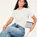 BAMBOO COOL Women's Seamless Tight T-Shirts Slim Fit Basic Ribbed Tees Short Sleeve Crew Neck Top (White, M)